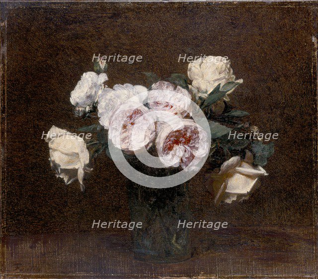 Still Life: pink, white and yellow Roses, 1894. Artist: Henri Fantin-Latour.