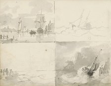 Four seascapes, c.1825-c.1875. Creator: Circle of Petrus Johannes Schotel.