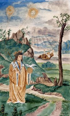 A prince, clad in gold, succeeds the King; representing a stage in the alchemical process, 1900-1909 Creator: Edith Annie Ibbs.