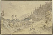 Small village by a stream in the mountains, late 18th century. Creator: Friedrich Christian Reinermann?.