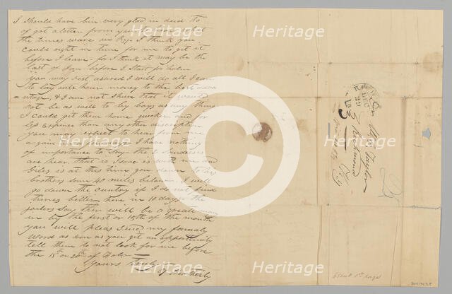 Letter to M. C. Taylor from T. Heatherly regarding the slave trade, December 28, 1840. Creator: T. Heatherly.