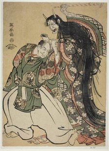 Demon Woman Beating a Samurai, 1794. Creator: Tôshûsai Sharaku.