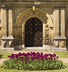 East door and bed of tulips, Audley End House and Gardens, Saffron Walden, Essex, 2007.  Artist: Historic England Staff Photographer.