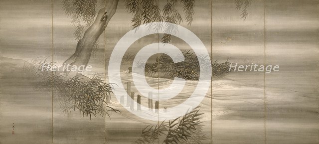 River Landscape with Fireflies, 1874. Artist: Bunrin, Shiokawa (1808-1877)