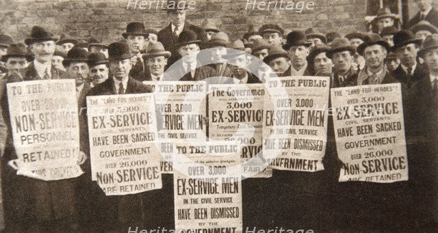 Peaceful demonstration regarding the treatment of British ex-servicemen, 1923.  Artist: S Cowan