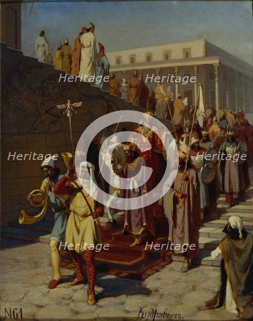 Triumphal Procession of Haman, 1875. Artist: Kudryavtsev, Kozma Nikiforovich (1855-?)