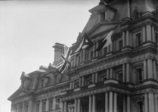 Flags - British And French Flags On State Department. Visit of Allied Commission, 1917. Creator: Harris & Ewing.