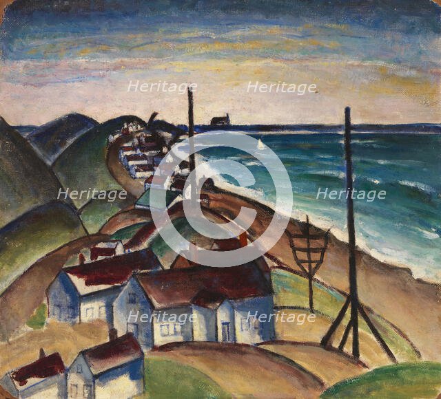 Untitled (Seascape with Houses on Beach). Creator: Unknown.