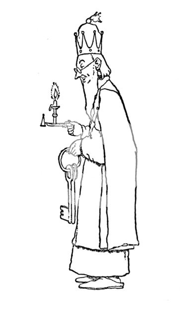 'The Old King Himself Went Out To Open It', c1930. Artist: W Heath Robinson.