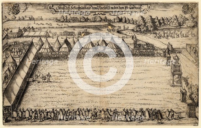 The Crossbow Archers in Munich, 1599. Artist: Mair, Alexander (1559-1617)