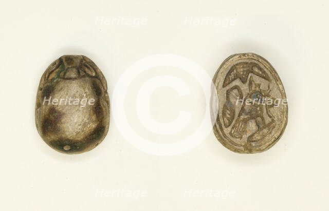 Scarab: Falcon with Red Crown and Cobra (?), Egypt, New Kingdom, Dynasties 18-19 (?)... Creator: Unknown.