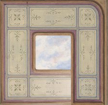 Design for the decoration of a ceiling with a central panel of painted clouds, 1830-97. Creators: Jules-Edmond-Charles Lachaise, Eugène-Pierre Gourdet.