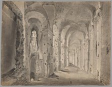 Large Ruined Portico or Corridor (recto), c.1600. Creator: Unknown.
