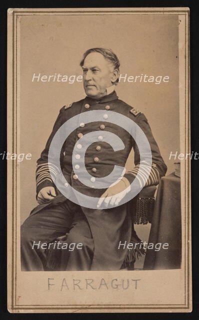 Portrait of David Glasgow Farragut (1801-1870), Before 1870. Creator: Brady's National Photographic Portrait Galleries.