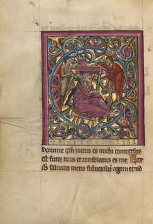 Initial C: Isaiah Being Sawn in Two; Psalter, about 1240-1250. Creator: Unknown.