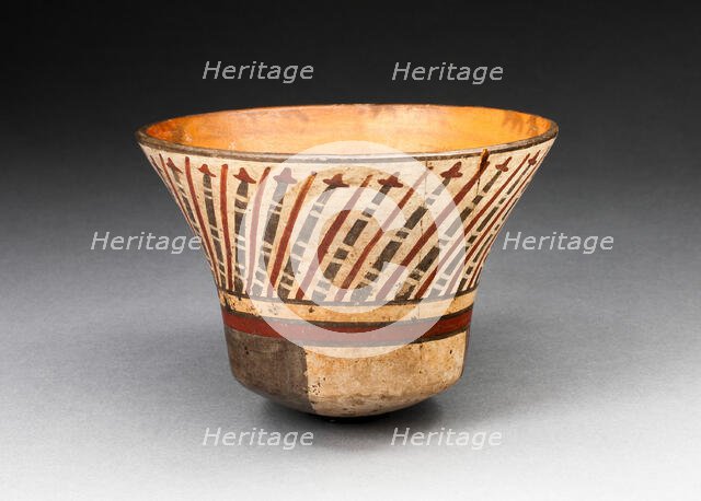 Flaring Bowl Depicting Repeated Motif Resembling Darts, 180 B.C./A.D. 500. Creator: Unknown.