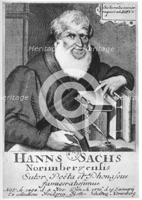 Hans Sachs, German meistersinger (mastersinger), poet, playwright and shoemaker, 1623. Artist: L Kilina