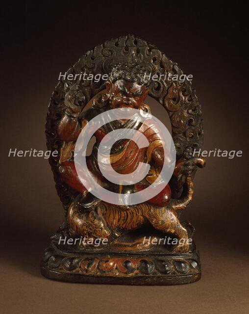 Padmasambhava (Guru Rinpoche, 8th cent) in his form as Dorje Drölö, Subduer of Demons, 18th century. Creator: Unknown.