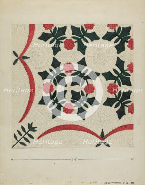 Applique Coverlet, c. 1936. Creator: Ernest A Towers Jr.