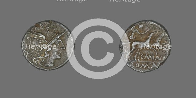 Denarius (Coin) Depicting the Goddess Roma, 153 BCE. Creator: Unknown.