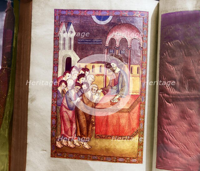 Pictures from the 1603 Gospel, sacristy of the Ipatievsky Monastery, Kostroma, 1911. Creator: Sergey Mikhaylovich Prokudin-Gorsky.