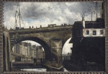 The Notre-Dame bridge and pump, 1825. Creator: Louis-Godefroy Jadin.