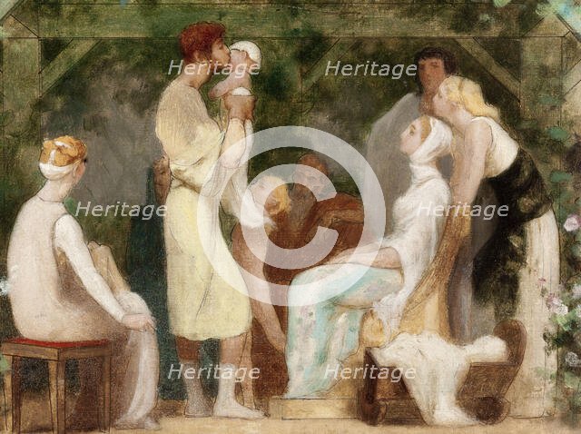 Esquisse pour la salle des mariages de la mairie du 13ème arrondissement : Vertus civiques., 1878. Creator: Gustave Boulanger.