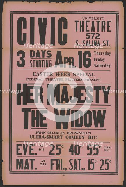 Her Majesty the Widow 4, Syracuse, NY, 1936. Creator: Unknown.