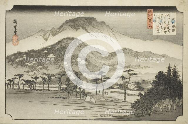 The Evening Bell at Miidera (Mii no bansho), from the series "Eight Views in Omi..., 1837/38. Creator: Ando Hiroshige.