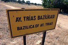 Sign, Basilica of Ayia Trias, Famagusta, North Cyprus.