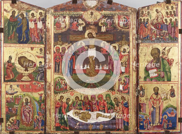 Triptych Icon, 1850-1990. Creator: Unknown.