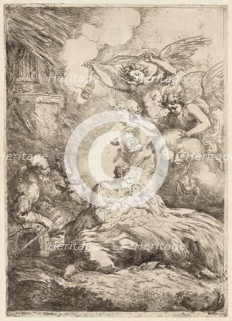 The Holy Family Adored by Angels (The Large Nativity), c. 1655. Creator: Bartolomeo Biscaino.