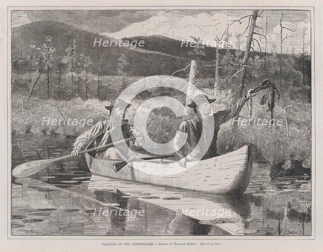 Trapping in the Adirondacks (Every Saturday, Vol. I, New Series), October 24, 1870. Creator: John Parker Davis.