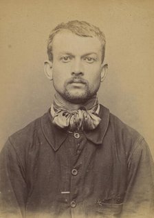 Guerlinger. Pierre. 28 ans, né le 31/5/65 à St-Avold (Moselle). Journalier. Anarchiste. 14..., 1894. Creator: Alphonse Bertillon.