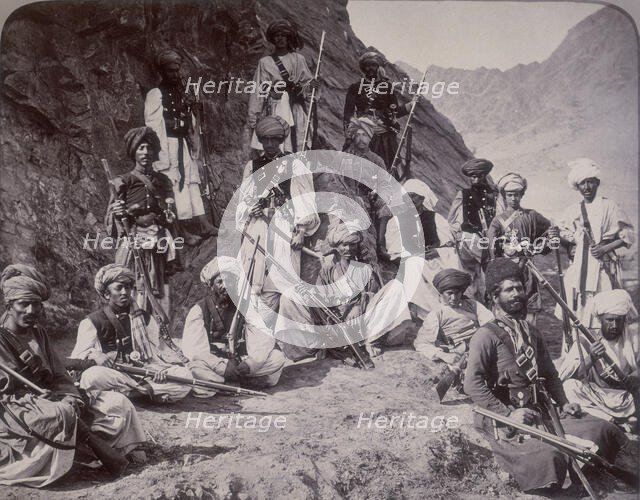 Khan of Lalpura and followers, Afghanistan, 1878. Creator: John Burke.