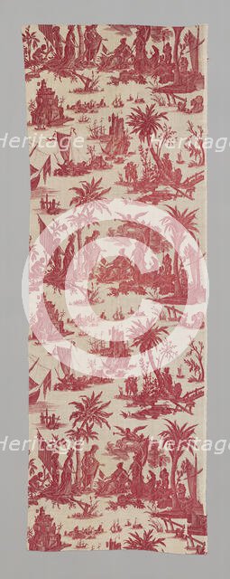 L'Hommage de l'Amérique á la France (America's Tribute to France) (Furnishing Fabric), c. 1780. Creators: Jean Baptiste Marie Huet, Christophe-Philippe Oberkampf, Oberkampf Manufactory.