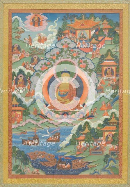 Thanka with Buddha, 19th century. Creator: Unknown.