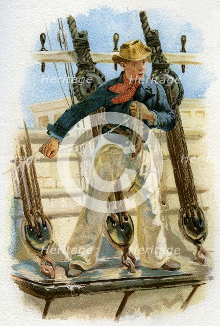 Heaving the lead, 18th century (c1890-c1893). Artist: Unknown