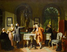 The billiard game, Mid of the 19th cen. Creator: Carolus, Jean (1814-1897).