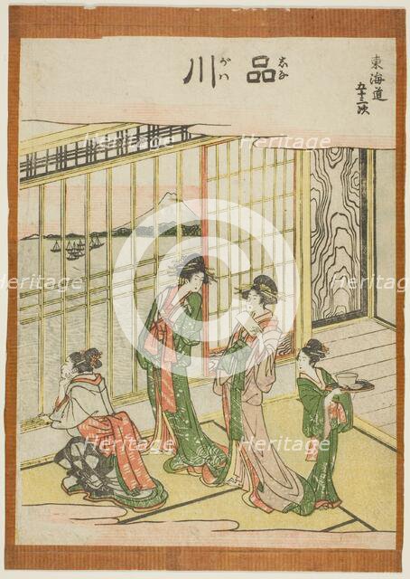 Shinagawa, from the series "Fifty-three Stations of the Tokaido (Tokaido gojusan..., Japan, c.1806. Creator: Hokusai.