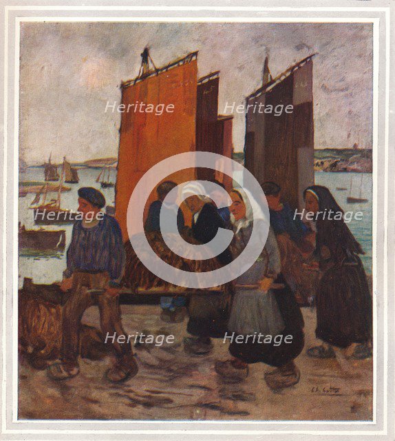 'Pecheurs Bretons Debarqunt Du Goemon', c1903. Artist: Charles Cottet.
