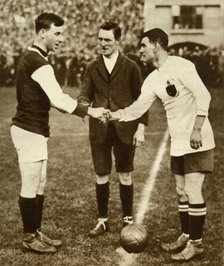 George Kay and Joe Smith before kick-off, FA Cup Final, Wembley Stadium, London, 1923, (1935).  Creator: Unknown.