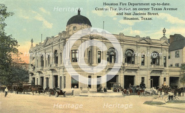 Central Fire Station, Houston, Texas, USA, 1911. Artist: Unknown