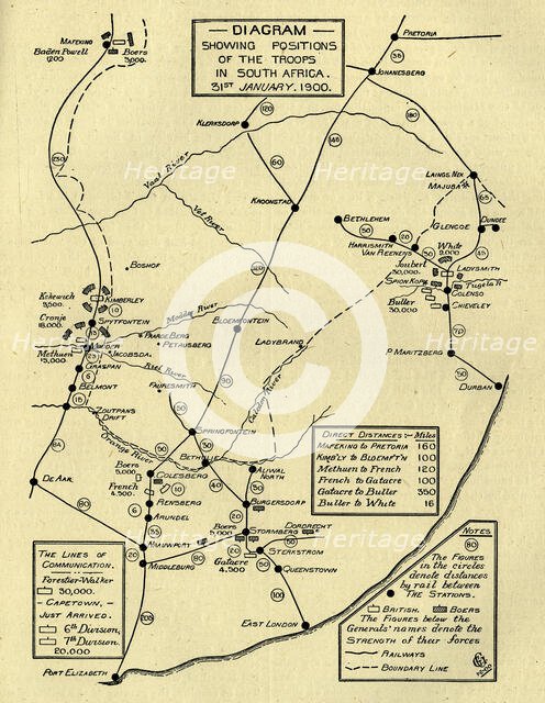 'Diagram Showing Positions of the Troops in South Africa, 31st January 1900', (c1900).  Creator: Unknown.