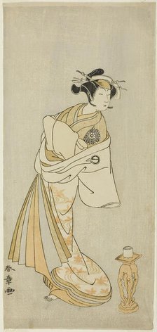 The Actor Nakamura Noshio I as the Spirit of the Courtesan Takao, in the Shosagoto Danc..., c. 1772. Creator: Shunsho.