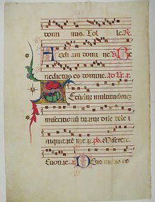 Manuscript Leaf with Initial S, from an Antiphonary, Italian, 15th century. Creator: Unknown.