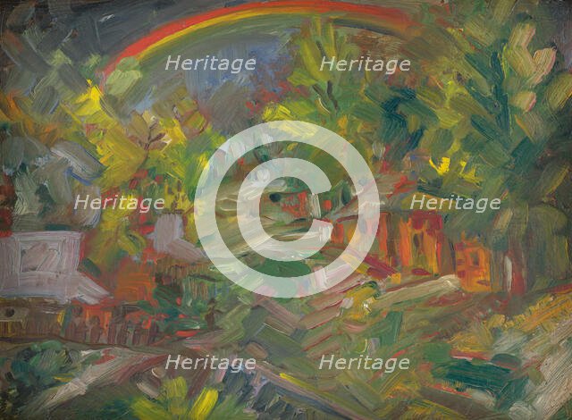 A Rainbow over a Village, 1940-1944. Creator: Arnold Peter Weisz-Kubincan.