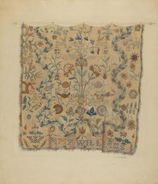 Embroidered Coverlet, c. 1936. Creator: Jules Lefevere.
