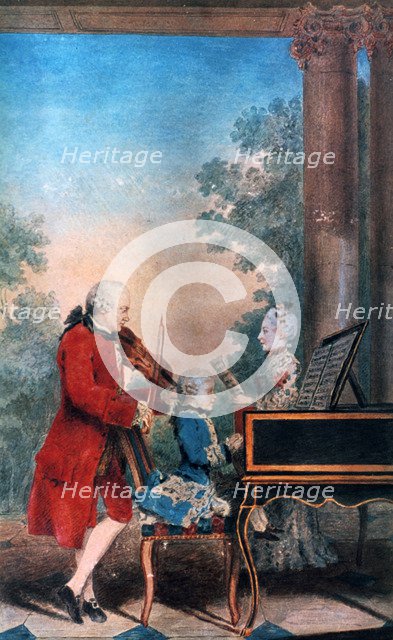 The Mozart family in Paris in 1763.  Artist: Louis de Carmontelle