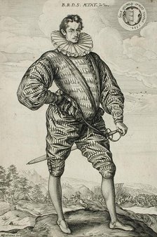 A Polish Nobleman Standing: Balthasar Bathory de Somlyo, 1583. Creator: Hendrik Goltzius.